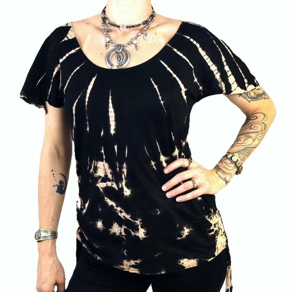 Black and White tie dye loose fit hippie top